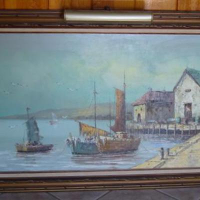 GR 134 - Large Waterfront Painting- Artist Signed