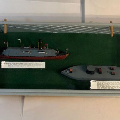 Monitor and Merrimack Ironclad ship models