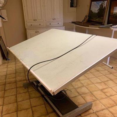 Heavy Duty Drafting Table with electrical outlets in base