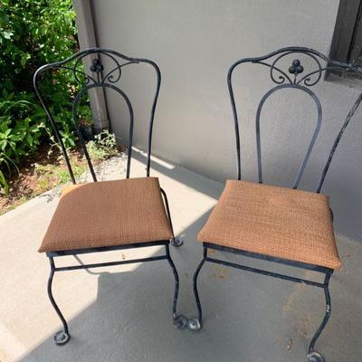 Iron Glass Top Table & 2 Matching Iron Chairs