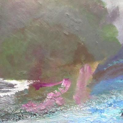 Lot 117 - Unframed Canvas Seaside Painting