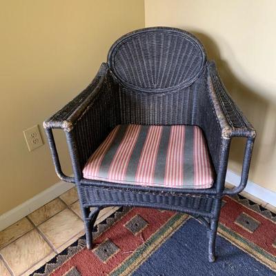 Black Wicker Chair with Cushion