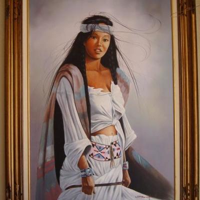 GR 147 - Framed painting of Indian Girl 43 3/4