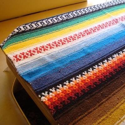 GR 149 - Vintage Mexican Blanket w/ Fringes