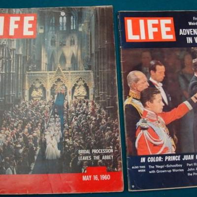 GR 166 - 2 LIFE Magazines + Newspapers 1960 & 1962 - Royalty Themed