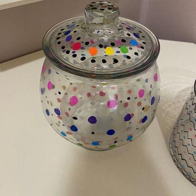 Jar - Glass (rainbow) Dots