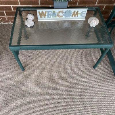 Small Glass topped outdoor side table 