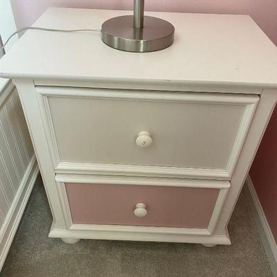 Bedside Table - White/Pink