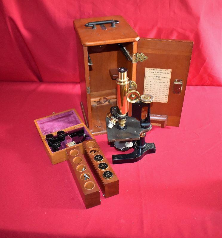 Lot 768, Antique Microscope, wood box,