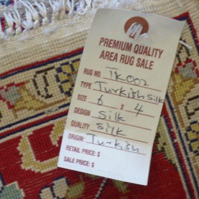 Turkish Silk 002, Hand Knotted Fine quality Turkish Silk Rug, 6' X 4' 
Excellent Conditions 

Retail Price= $4800
Below our...