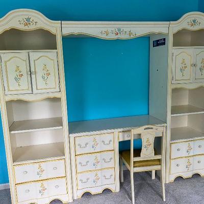 Shabby Chic Desk/Shelving/Wall Unit with Chair