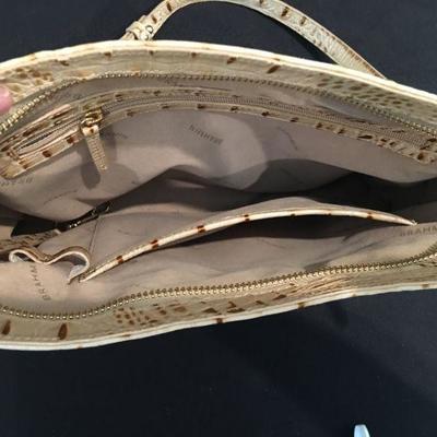 Brahmin Croc handbag in creamy tones with gold highlights. Item# 87