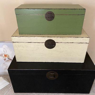 Boxes (3) - Nesting, Grn/Wht/Blk