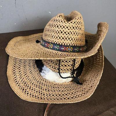#87 pair of straw Cowboy Hats - unisex