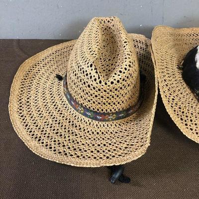 #87 pair of straw Cowboy Hats - unisex