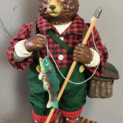 #115 Fly Fishing Bear Sculpture by Midwest