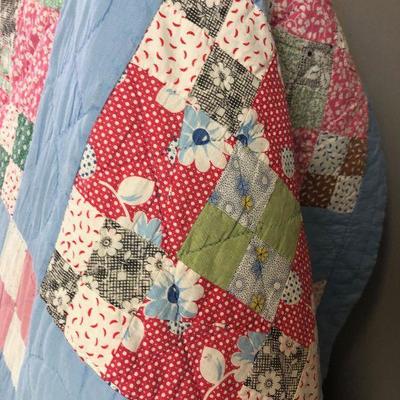 #123 Blue Backed Patchwork Quilt 