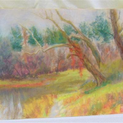 Pastel of autumn trees by Alison Webb