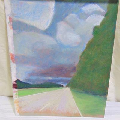 Large pastel of road scene by Alison Webb