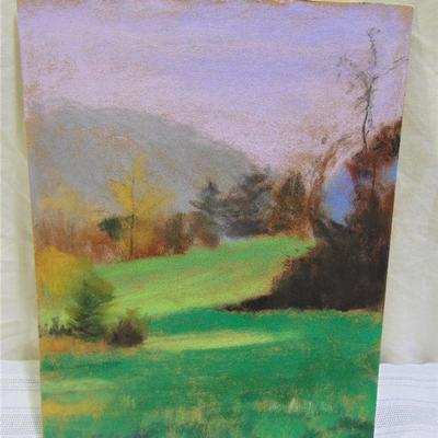 Pastel of autumn field 1 by Alison Webb