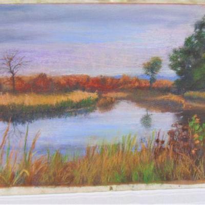 Pastel of autumn marsh by Alison Webb