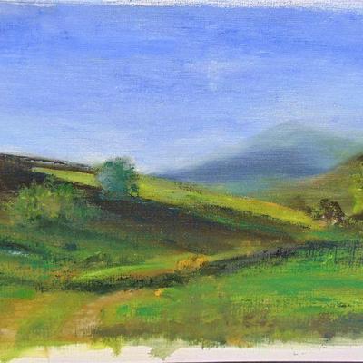 Oil painting of hills by Alison Webb