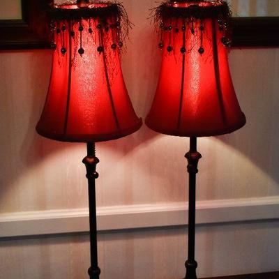 D Lot 2: Pair Black Metal Lamps