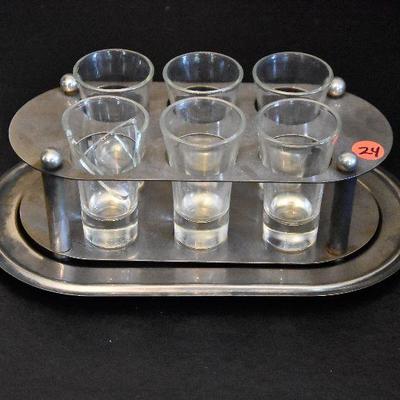 D Lot 24: Shot Glasses and Coasters with Holders