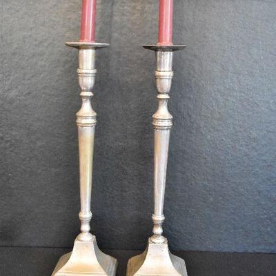 D Lot 48: Vintage Tall Bombay Silverplate Candlesticks