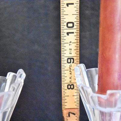 D Lot 49: Glass Candlesticks and Holders