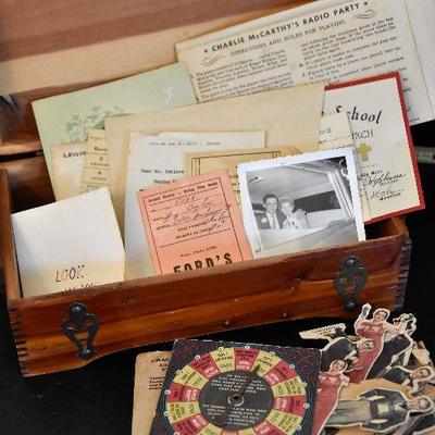 D Lot 56: Cedar Box Full of Ephemera