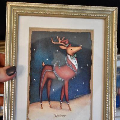 D Lot 61: Complete Set of 8 Reindeer Prints by Rebecca Ruegger