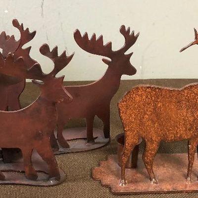 #259 Metal Elk and Reindeer Candle Holders 