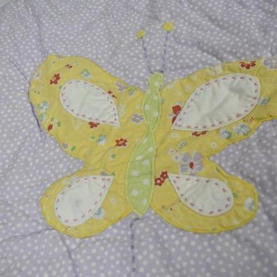 Pottery Barn Kids Purple Yellow Green Butterfly Quilted Pillow Sham 