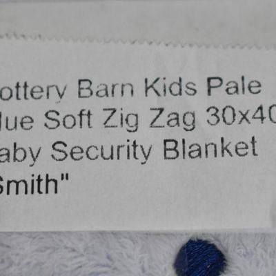 Pottery Barn Kids Pale Blue Soft Zig Zag 30x40 Baby Security Blanket 