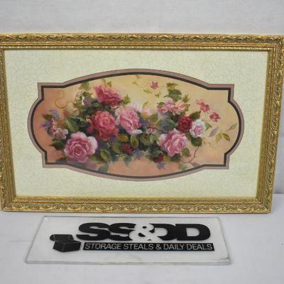 Floral Roses Bouquet Art Image by D. Giacomo with Arched Matting, 13.5