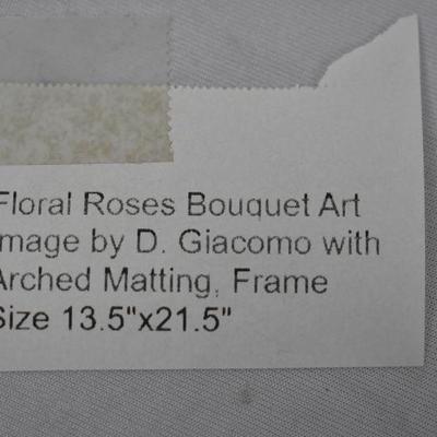 Floral Roses Bouquet Art Image by D. Giacomo with Arched Matting, 13.5