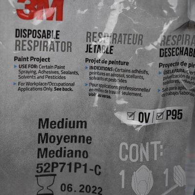 3M P95 Paint Spray & Pesticide Application Half Face Respirator Gray M/L OPEN