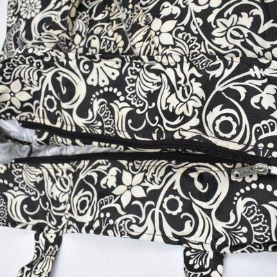 Kiva Convertible & Expandable Tote Bag, Black & Tan. Pockets & Zipper