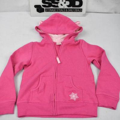 Gymboree Kids Pink Hoodie with Light Pink & Snowflake Print. Size Small 5-6