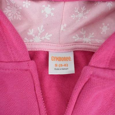 Gymboree Kids Pink Hoodie with Light Pink & Snowflake Print. Size Small 5-6