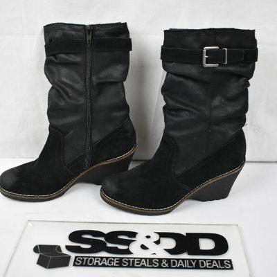 White Mountain Heeled Black Winter Boots, Black, Size 8.5