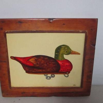 Lot 128 - Duck Picture On Wood
