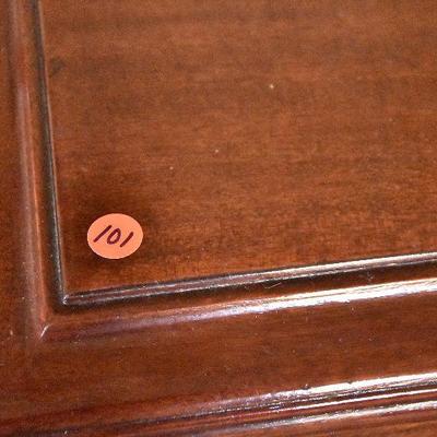 L Lot 101: Vintage Victrola Stereo Cabinet with Contents