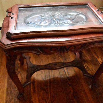 L Lot 104: Vintage Handcarved Table with Tray
