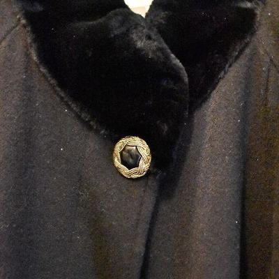 L Lot 110: Wool Coat with Faux Fur Neck and Cuffs