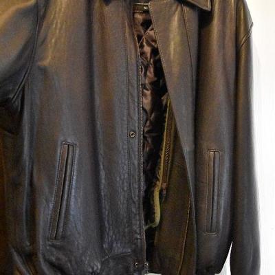 L Lot 111: Vintage Men's Brown Lined Leather Jacket