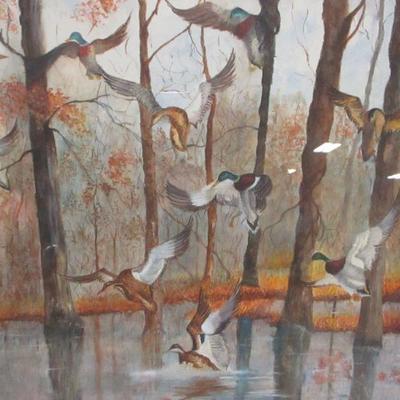 Lot 143 - Artist Signed Flying Ducks Picture