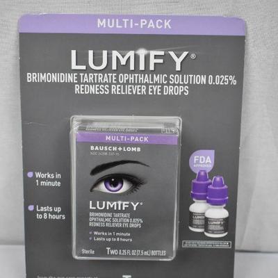 Lumify Redness Reliever Eye Drops, Two 0.25 fl oz Bottles - New