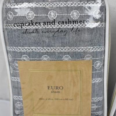 2x New Cupcake & Cashmere Euro One Sham, Chambray Dot Blue, $24 Retail - New